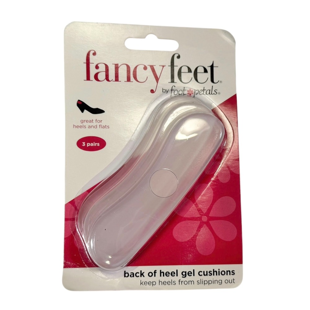 Fancy Feet OS Clear Back of Heel Gel Cushions 3 Pairs Adhesive Comfort Inserts